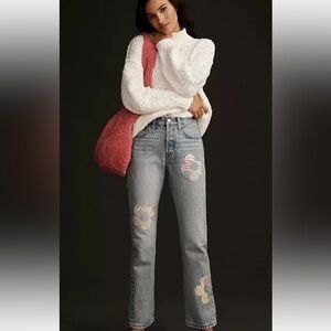 Levi's XAnthropology Straight Leg Jeans with Flower Patchwork